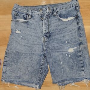 Old Navy Light Blue High-Waist Distressed Denim Shorts